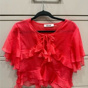 DO+BE Vibrant Fuschia Ruffle Blouse